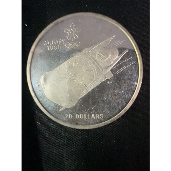 1988 Calgary Olympics $20 .925 Sterling Silver Coin, 34.07g