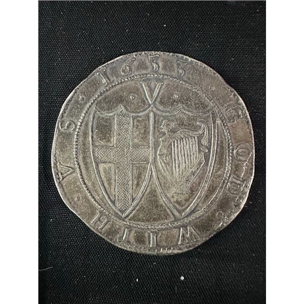 1653 Commonwealth of England Silver Crown, .925 Silver, Interregnum Era