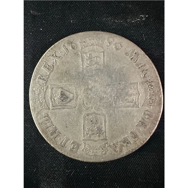1696 King William III .925 Silver Crown, England, 29g