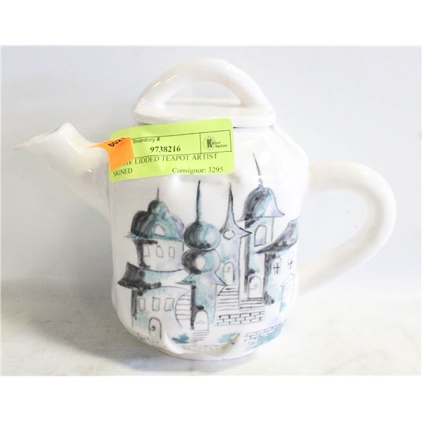 ESTATE LIDDED TEAPOT ARTIST SIGNED