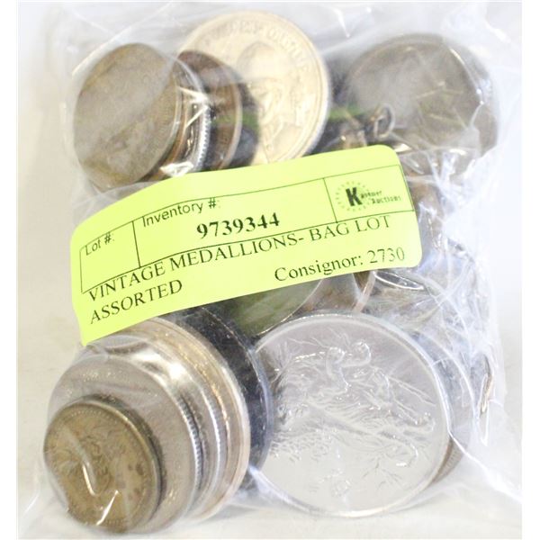 VINTAGE MEDALLIONS- BAG LOT ASSORTED