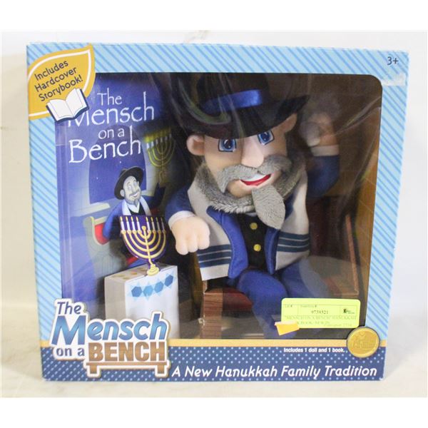 "MENSCH ON A BENCH" HANUKKAH DOLL & BOOK- NEW IN
