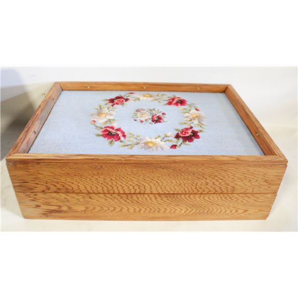 FLORAL NEEDLEPOINT SPOON HOLDER CABINET