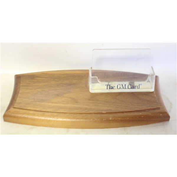 VINTAGE "THE G.M. CARD" WOOD BUSINESS CARD HOLDE