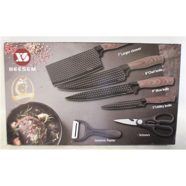 NEW 6PC KITCHEN KNIFE BLOCK SET HIGH CARBON