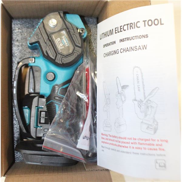 NEW IN BOX CORDLESS MINI CHAINSAW W/FAST