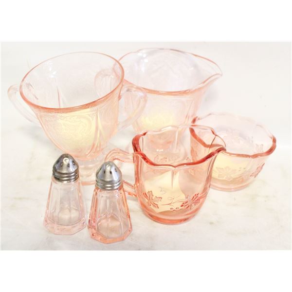 VINTAGE PINK DEPRESSION GLASS FOOTED OPEN SUGAR