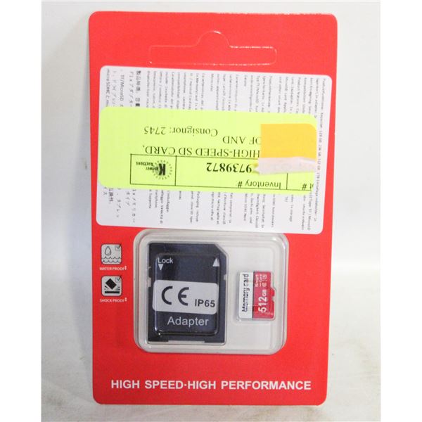 NEW 512GB HIGH-SPEED SD CARD, WATERPROOF AND