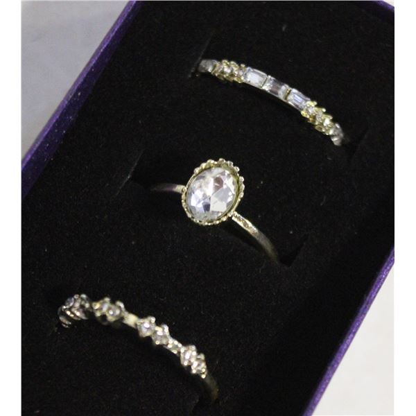 3PCS  ZIRCON STYLE RING SET SIZE 9