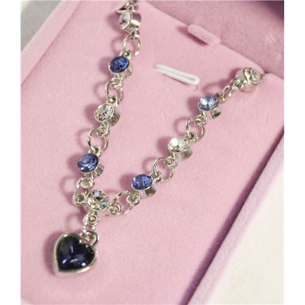 NEW BLUE CRYSTAL HEART LOVE BRACELET