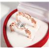Image 1 : GOLD TONE LADIES WHITE ZIRCONIA 2 RINGS SET SZ8