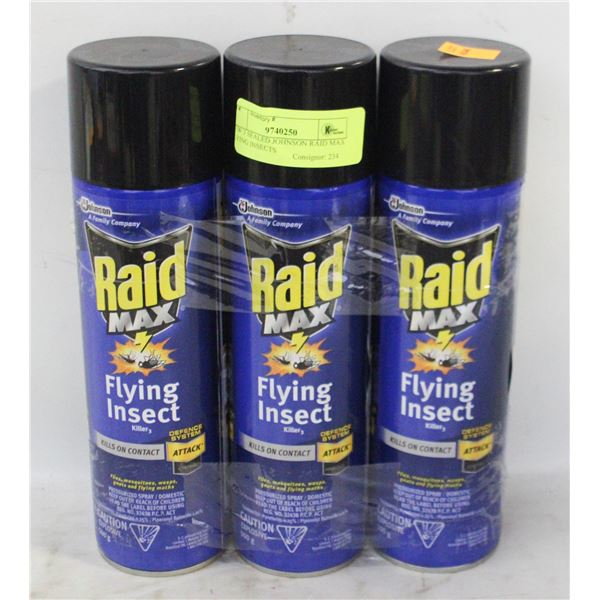 NEW 3 SEALED JOHNSON RAID MAX FLYING INSECTS