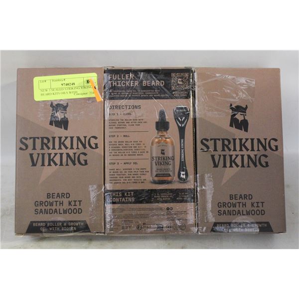 NEW 3 SEALED STRIKING VIKING BEARD KITS OILS WITH