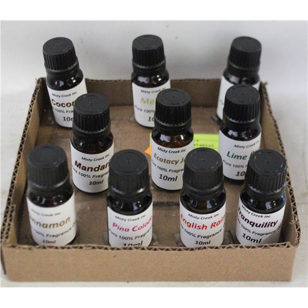 NEW 10 BOTTLES 10ML FRAGRANCE OILS ASSORTED SCENTS