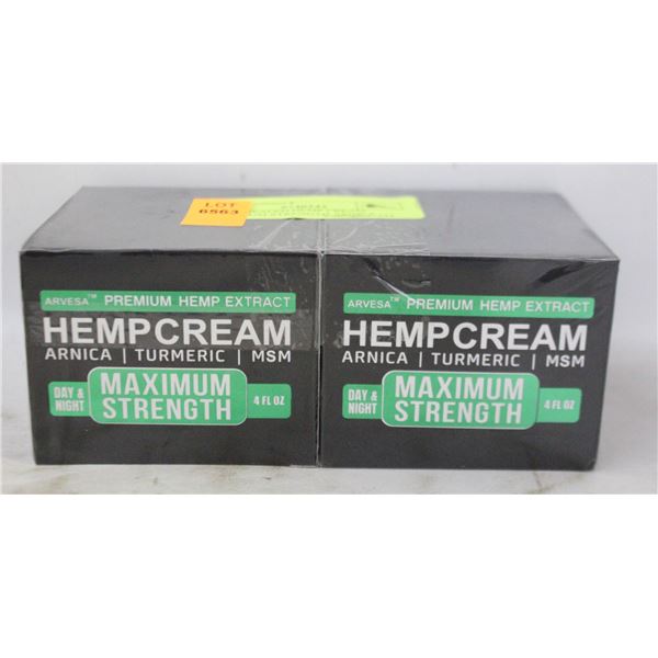 NEW 2 SEALED HEMP CREAM MAXIMUM STRENGTH ARNICA
