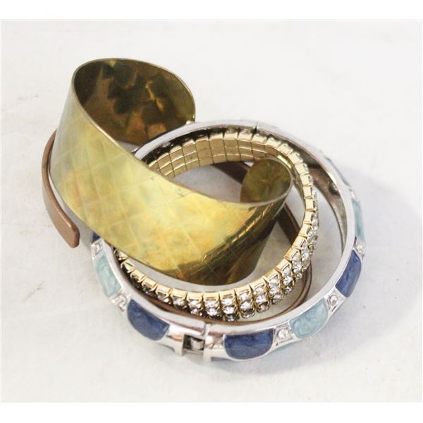 BANGLES COPPER BRASS RHINESTONE BLUE ENAMEL