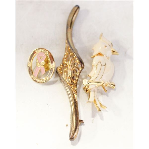 PARAKEET , WINGS , MID-CENT ART BROOCHES