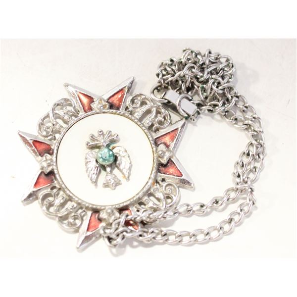 MID CENTURY HERALDIC STARBURST PENDANT 16" NECKLA