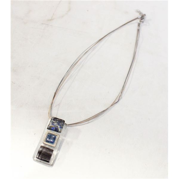 MULTI STRAND 16" ADJUSTABLE MULTI GLASS PENDANT
