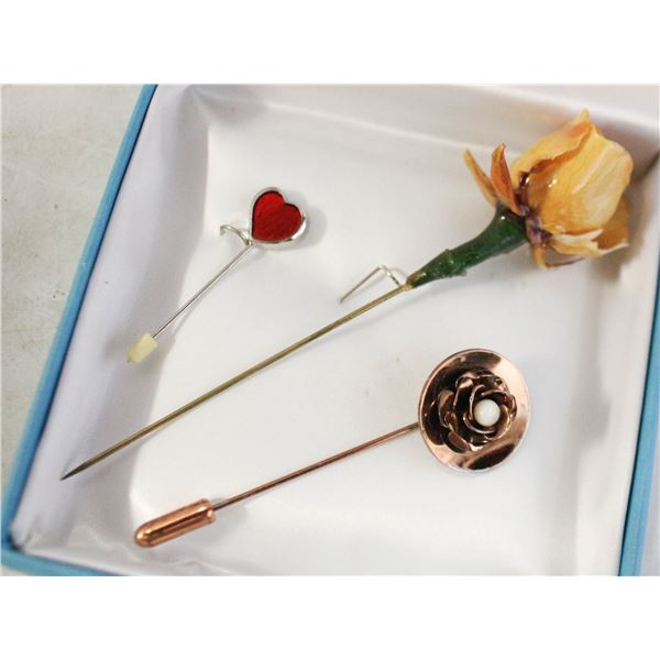 HAT PINS ROSES & HEART