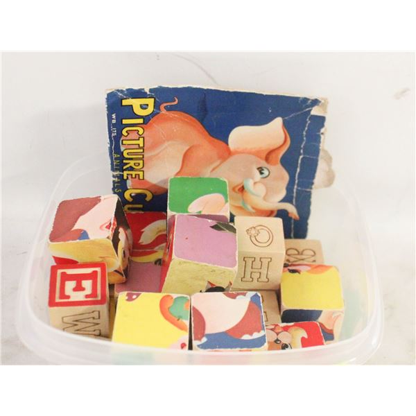 PICTURE CUBES ALPHABET BLOCKS VITAGE TOYS