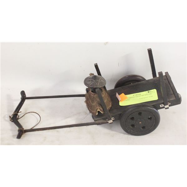 HAND CARVED ASIAN RICKSHAW FIGURINE