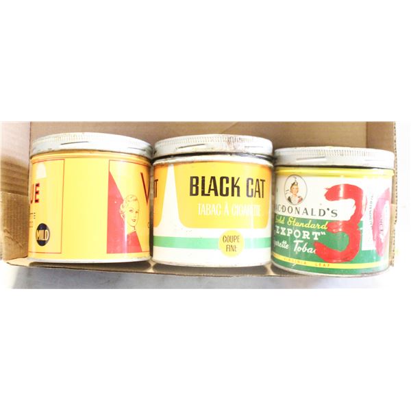 3 1950'S TOBACCO TINS VOGUE BLACK CAT &