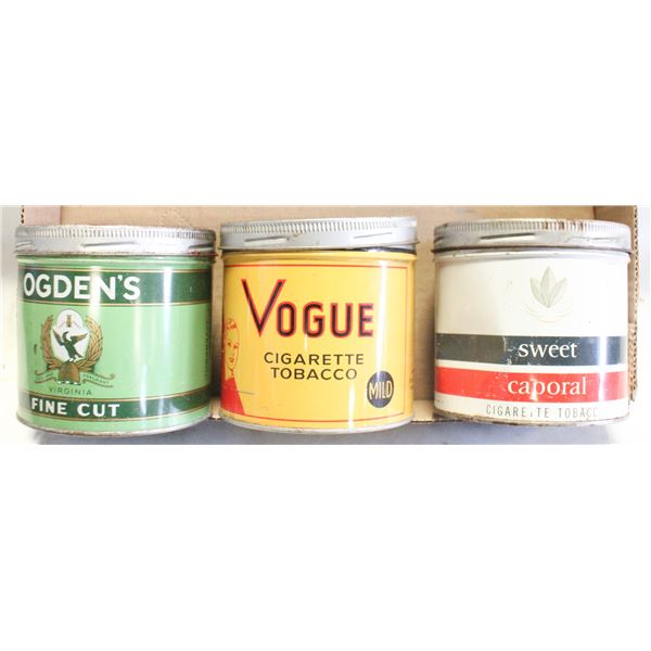 3 1950'S TOBACCO TINS VOGUE OGDEN &