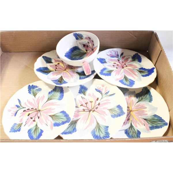6 PIECES ENGLISH PORCELAIN DESIGN BY CLARICE CLIFF