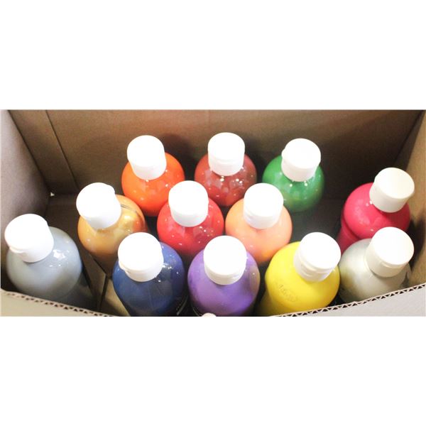 NEW 12 BOTTLES, 8 FL OZ. EACH OF ACRYLIC PAINTS