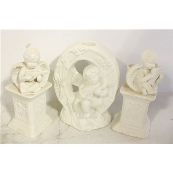 VINTAGE 3 PIECE CHERUB CANDLE HOLDERS
