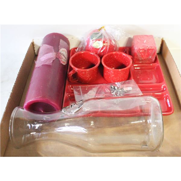 EATATE RED DIVIDED SERVING PLATTER,