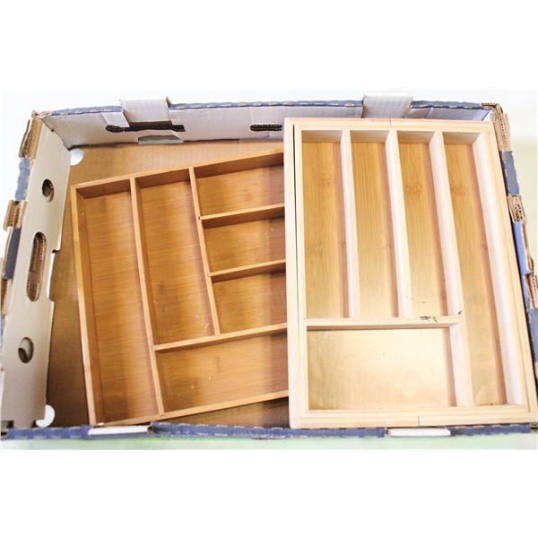 LOT OF 2 EXPANDABLE BAMBOO KITCHEN DRAWER