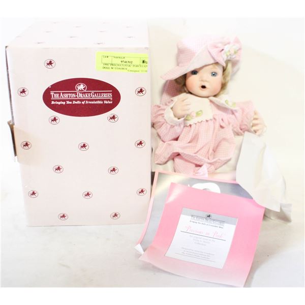 1994 "PRECIOUS PINK" PORCELAIN DOLL W/ COA/BOX