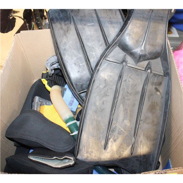 SCUBA DIVING GEAR- BOX LOT ASSORTED