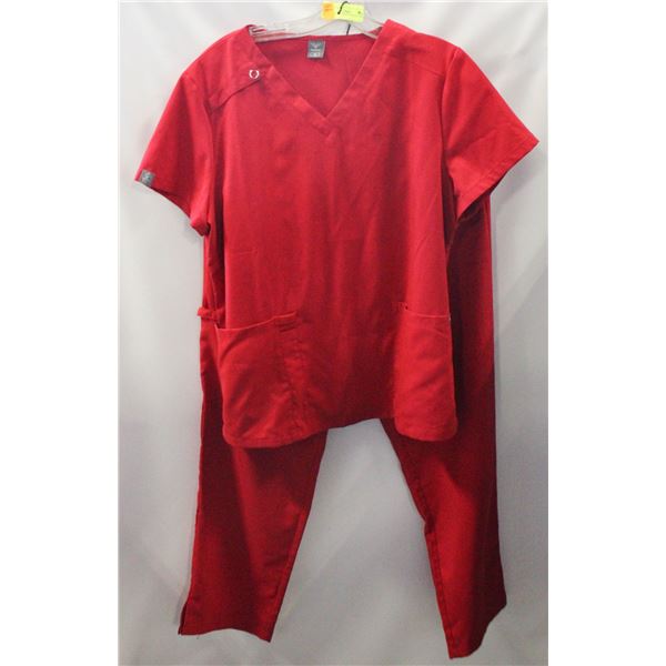 NEW RED SCRUBS PANTS AND TOP SIZE M