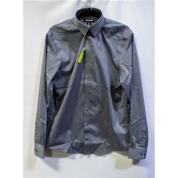 NEW KIRKLAND BUTTON-UP SUIT SHIRT GREY SIZE MM