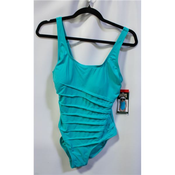 NEW WOMENS SZ 8 ROOTS 1PCS SOLID TURQUOISE SWIM