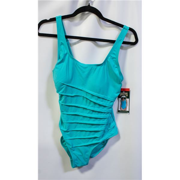 NEW WOMENS SZ 8 ROOTS 1PCS SOLID TURQUOISE SWIM