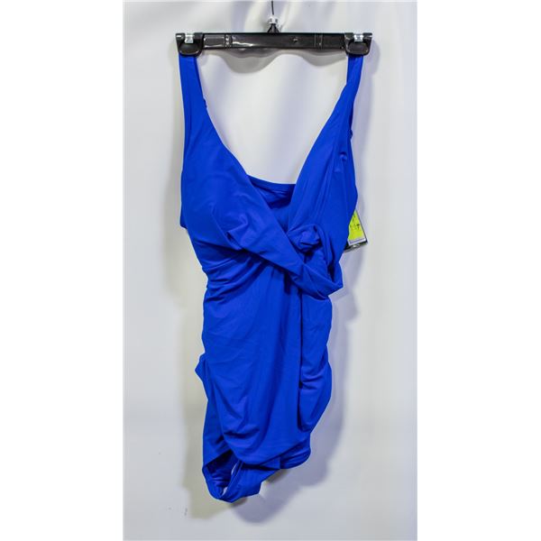 NEW WOMENS SZ 16 ROOTS SOLID BLUE 1PCS SWIMWEAR