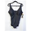 Image 1 : NEW WOMENS SZ 16 ROOTS SOLID BLACK 1PCS SWIMWEAR