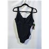 Image 1 : NEW WOMENS SZ 12 ROOTS SOLID BLACK 1PCS SWIMWEAR