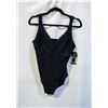 Image 1 : NEW WOMENS SZ 12 ROOTS SOLID BLACK 1PCS SWIMWEAR