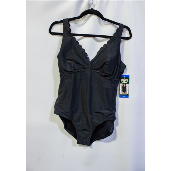 NEW WOMENS SZ 10 ROOTS SOLID BLACK 1PCS SWIMWEAR