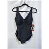 Image 1 : NEW WOMENS SZ 8 ROOTS SOLID BLACK 1PCS SWIMWEAR