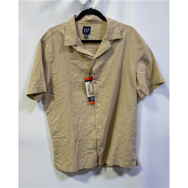 NEW MENS GAP MED COTTON LINEN BUTTON FRONT SHIRT