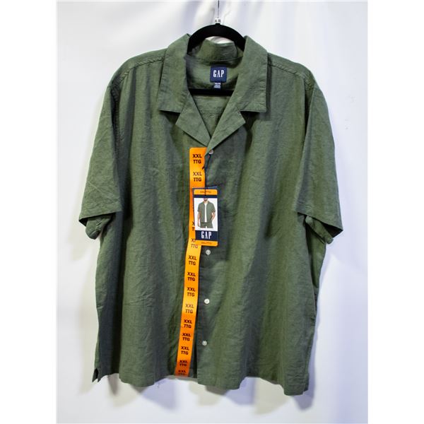 NEW MENS GAP 2XL COTTON LINEN BUTTON FRONT SHIRT