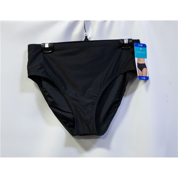 NEW CHRISTINA WOMENS LARGE BLACK TANKINI BOTTOMS