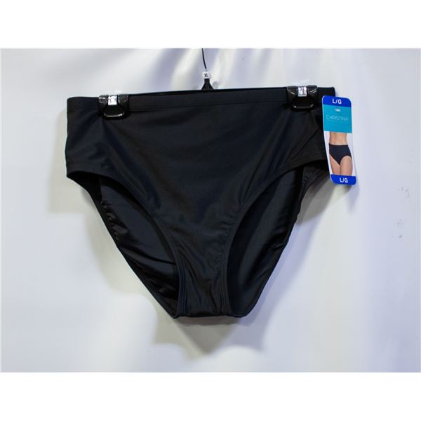 NEW CHRISTINA WOMENS LARGE BLACK TANKINI BOTTOMS