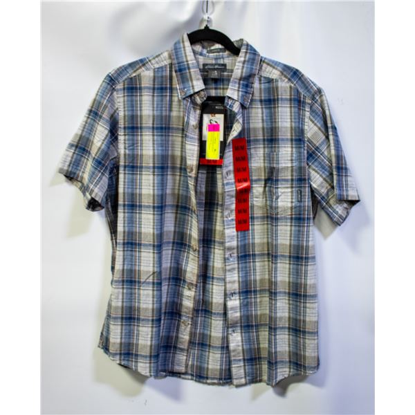 NEW EDDIE BAUER MEN'S SHORT SLEEVE PLAID SHIRT M